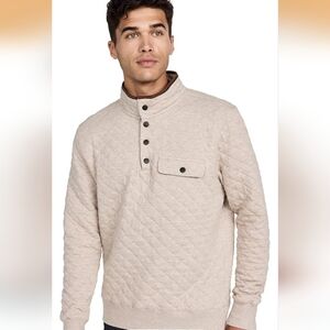 Faherty Men's Epic Quilted Fleece Pullover Mens Sweater Oatmeal Melange Beige XL